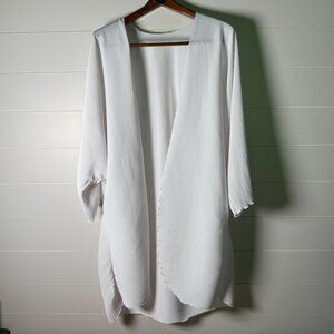 Oscar de la Renta Vintage Swim Cover Up One Size White Crinkle Lightweight 90s